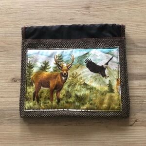Wildlife Print Eagle & Deer Fabric Pouch or Cushion Cover